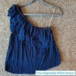 ✨HP✨American Eagle Navy Blue Dotted One Shoulder Top